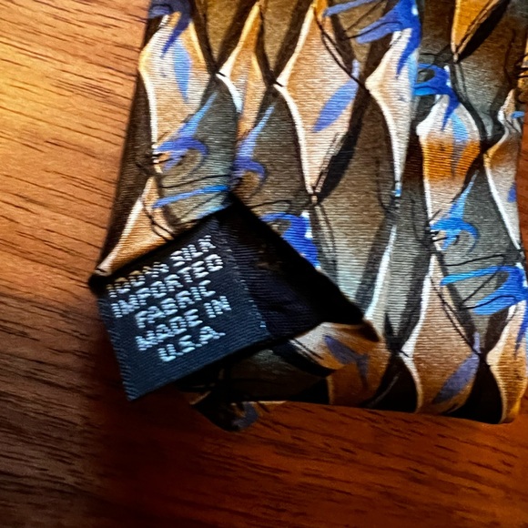 Murano Blue & Tan Tie Extra Long 100% Silk Hand Tailored - Picture 3 of 3